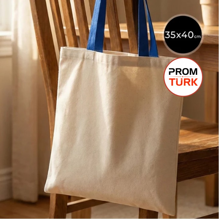 Saks Mavi Kulplu Ham Bez Promosyon Çanta